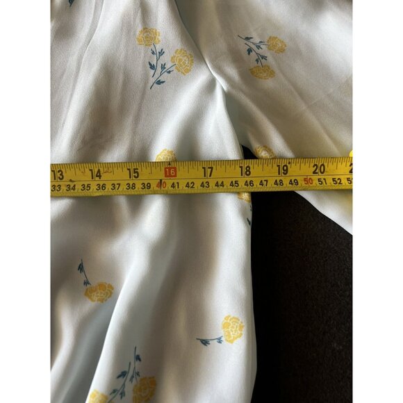 Elodie Long Sleeve Blouse Womens XS light blue green floral elastic waist/sleeve - Picture 9 of 14